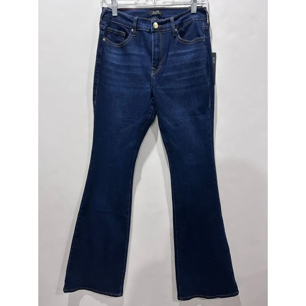 True Religion High Rise Jeans Reagan Dark Denim Flare Leg NWT Size 27 Stretch - Picture 4 of 7
